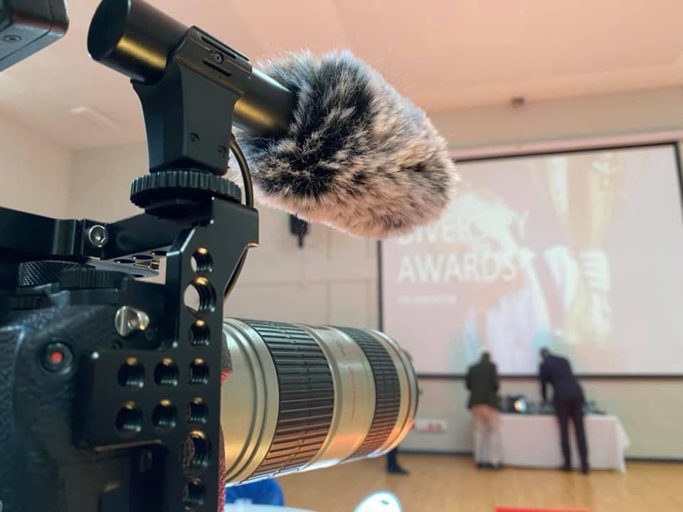 Camera filming a presentation